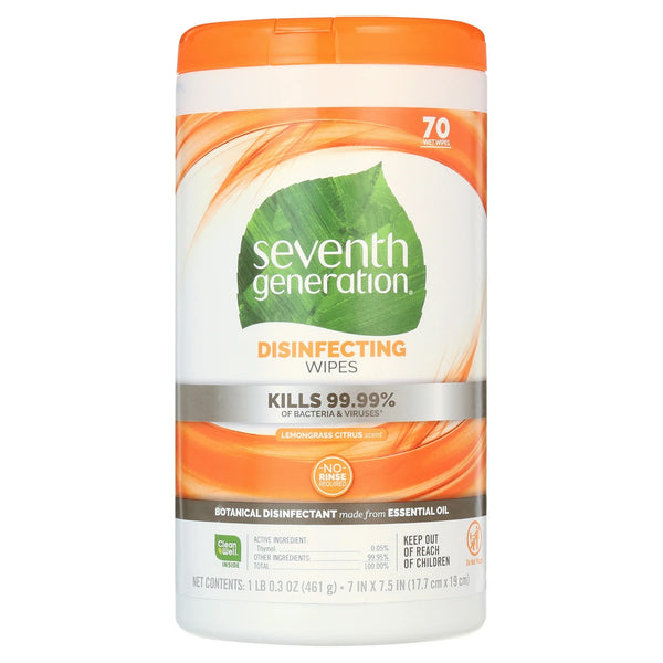 Disinfecting Wipes - Lemongrass Citrus - 1 pack - 70 count per pack - plus 3 My Outlet Mall Resealable Storage Pouches