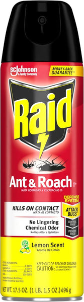 Ant and Roach Insect Killer, Aerosol Insecticide Spray, Lemon Scent - 2 packs - 17.5 oz per pack - plus 3 My Outlet Mall Resealable Storage Pouches