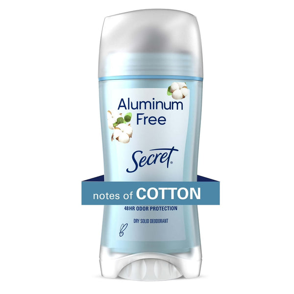 Aluminum Free Women's Deodorant Solid, Cotton - 1 pack - 2.4 oz per pack - plus 3 My Outlet Mall Resealable Storage Pouches