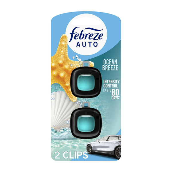 Car Air Freshener, Odor-Fighting Car Vent Clip, Ocean Breeze - 3 packs - 2 count per pack plus 3 My Outlet Mall Resealable Storage Pouches