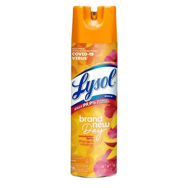 Disinfectant Spray, Sanitizing and Antibacterial Spray, For Disinfecting and Deodorizing, Brand New Day - Mango & Hibiscus - 1 pack - 19 oz per pack - plus 3 My Outlet Mall Resealable Storage Pouches