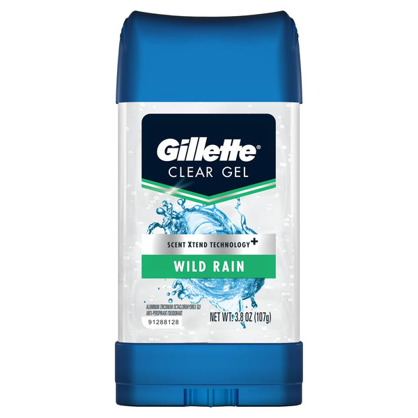 Clear Gel Men's Antiperspirant Deodorant, Wild Rain - 1 pack - 3.8 oz per pack - plus 3 My Outlet Mall Resealable Storage Pouches