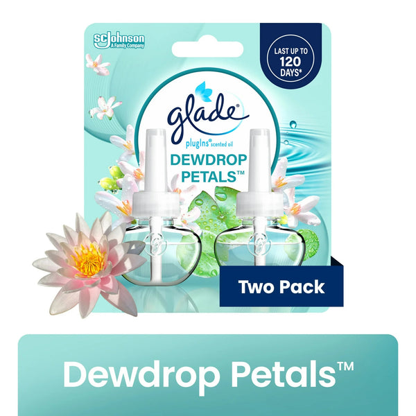 PlugIns Refills Air Freshener, Dewdrop Petals, 2 Refills - 1 pack - plus 3 My Outlet Mall Resealable Storage Pouches