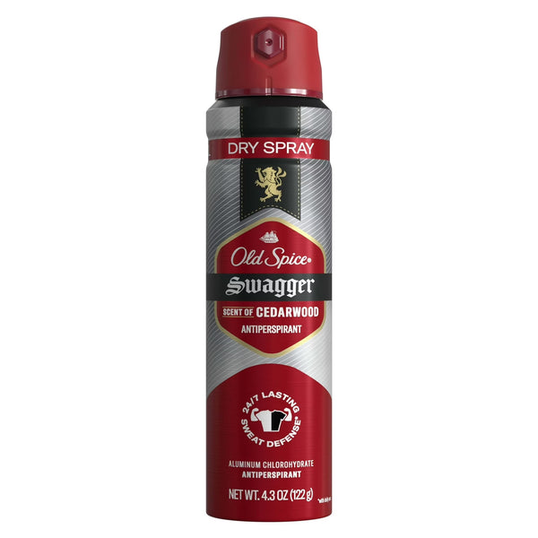 Dry Spray, Men's Antiperspirant Deodorant Spray, Swagger - 1 pack - 4.3 oz per pack - plus 3 My Outlet Mall Resealable Storage Pouches