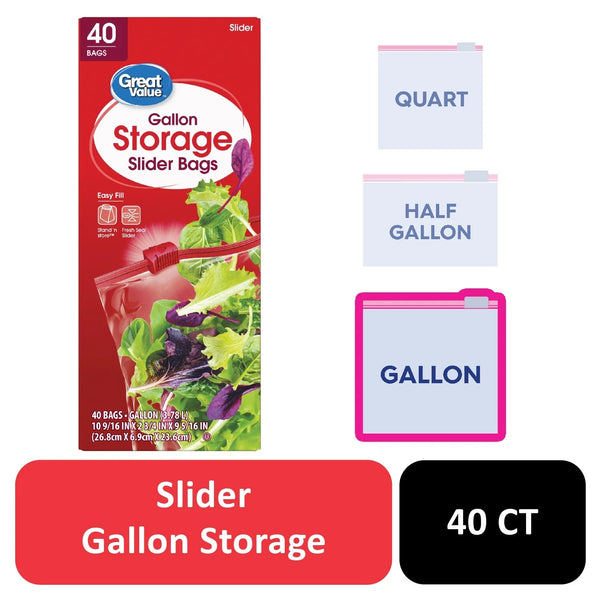 Fresh Seal Slider Zipper Bags, Gallon Storage  - 3 packs -  40 Count per pack - plus 3 My Outlet Mall Resealable Storage Pouches