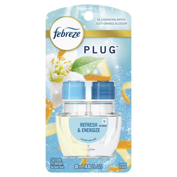 PLUG Air Freshener Oil Refill, Refresh & Energize, Zesty Orange Blossom - 1 pack - 0.87 oz per pack - plus 3 My Outlet Mall Resealable Storage Pouches