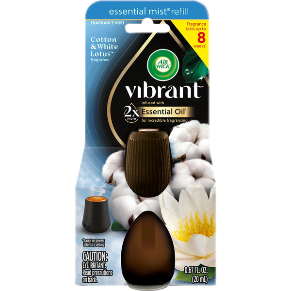 Essential Mist - Vibrant Refill, Cotton and White Lotus - 1 pack - plus 3 My Outlet Mall Resealable Storage Pouches