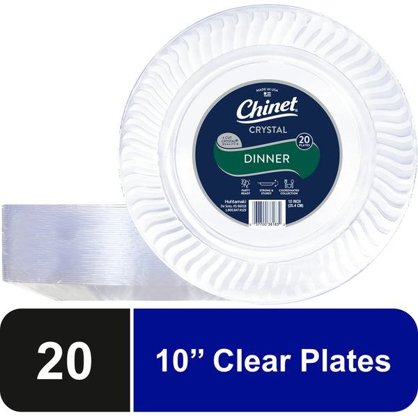Crystal Premium Plastic Dinner Plates, 10", Clear - 2 packs - 20 Count per pack - plus 3 My Outlet Mall Resealable Storage Pouches