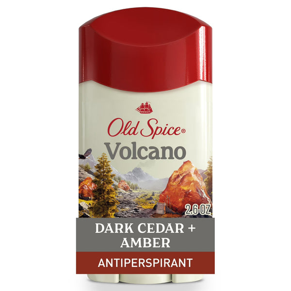 Antiperspirant Deodorant for Men, Invisible Solid Stick, Volcano with Charcoal - 3 packs - 2.6 oz per pack - plus 3 My Outlet Mall Resealable Storage Pouches