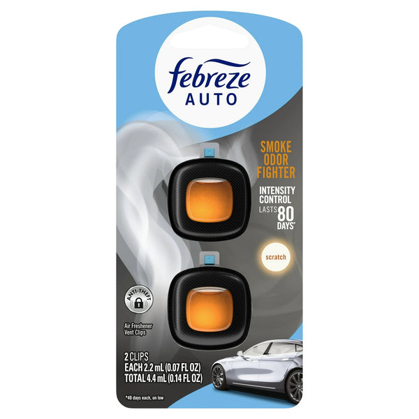 Auto Car Air Freshener, Odor-Fighting Car Vent Clip, Smoke Odor Fighter, 2 Count - 1 pack - plus 3 My Outlet Mall Resealable Storage Pouches
