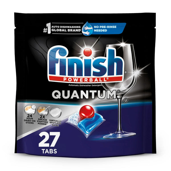 Quantum Dishwasher Pods, No Pre-Rinse Dishwasher Detergent Tabs Soap, Advanced Clean - 3 packs - 27 Count - plus 3 My Outlet Mall Resealable Storage Pouches