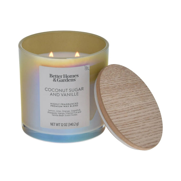 Coconut Sugar & Vanille Scented 2-Wick Iridescent Jar Candle - 1 pack - 12 oz per pack - plus 3 My Outlet Mall Resealable Storage Pouches