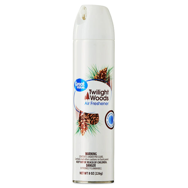 Aerosol Air Freshener, Twilight Woods - 2 packs - 8 oz per pack - plus 3 My Outlet Mall Resealable Storage Pouches