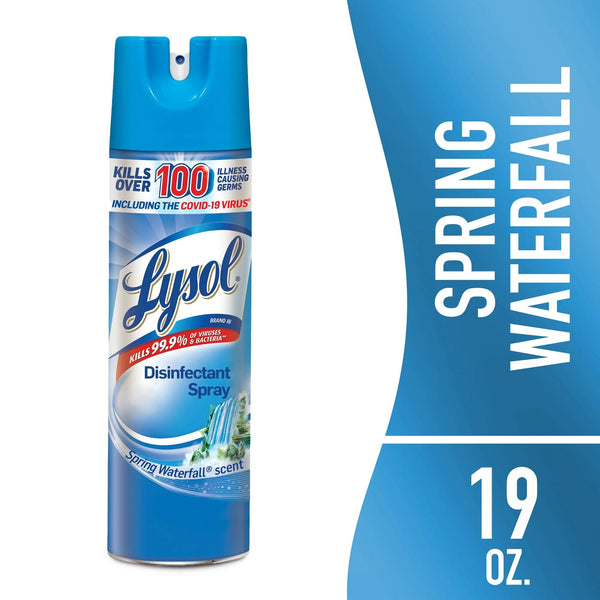 Disinfectant Spray, Spring Waterfall- 2 pack - 19 oz per pack - plus 3 My Outlet Mall Resealable Storage Pouches