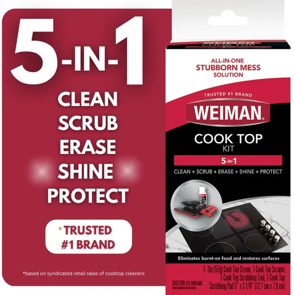 5-In-1 Cook Top Complete Cleaning Kit, includes Cream, Scrubbing Pad, and Scraper Tool - 2 packs - plus 3 My Outlet Mall Resealable Storage Pouches