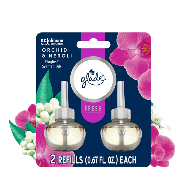PlugIns Scented Oil Refills, Air Freshener,&nbsp;Orchid & Neroli, Infused with Essential Oils - 2 packs - 2 count per pack - plus 3 My Outlet Mall Resealable Storage Pouches