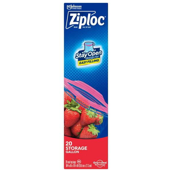 Storage Bags, School Supplies, with Grip 'n Seal Technology, Gallon - 3 packs - 20 Count - plus 3 My Outlet Mall Resealable Storage Pouches
