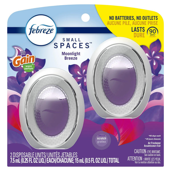 Small Spaces Air Freshener, Odor-Fighting, Gain Moonlight Breeze - 1 pack - 2 count per pack - plus 3 My Outlet Mall Resealable Storage Pouches