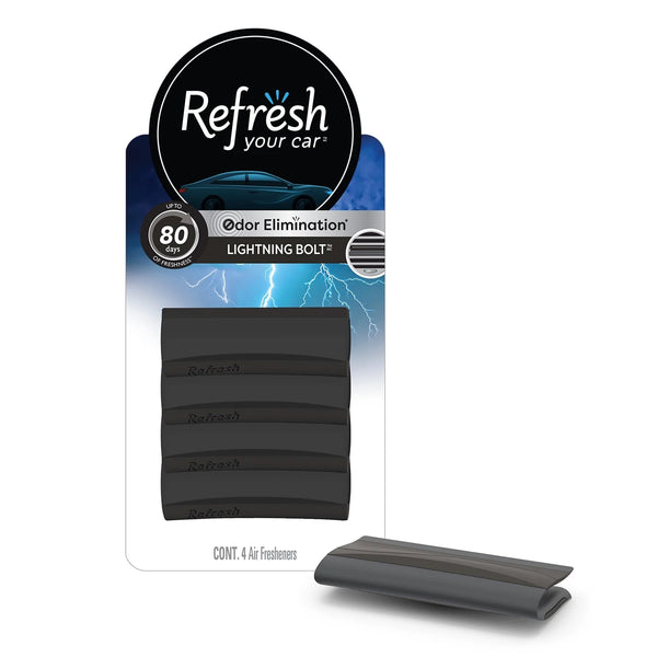 Air Freshener Lightning Bolt Scent, 4 Count - 1 pack - plus 3 My Outlet Mall Resealable Storage Pouches