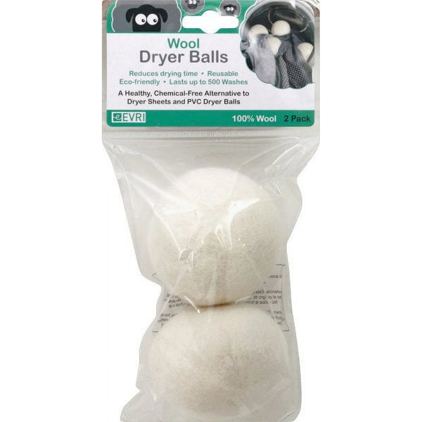 100% Wool Dryer Balls - 2 packs - 2 Count - plus 3 My Outlet Mall Resealable Storage Pouches