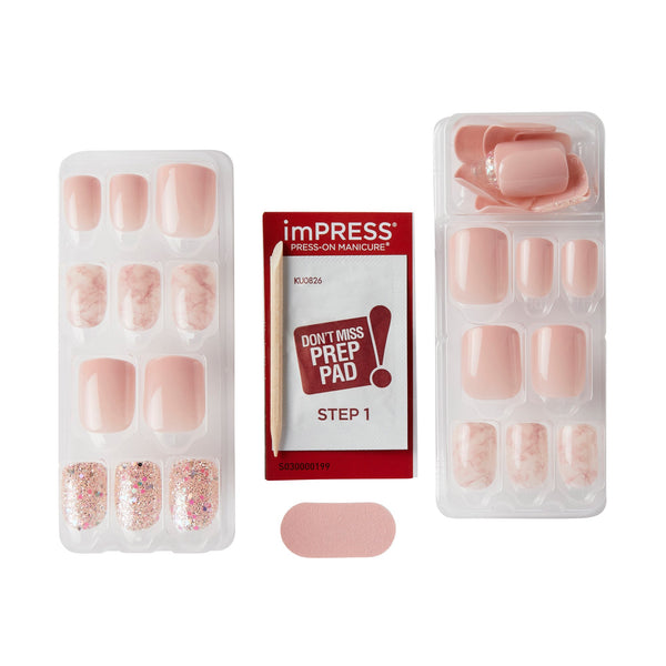 Wider Fit Press-on Nails, Just A Dream, 1 pack, 30 count, Kiss Impress, plus 3 My Outlet Mall Resealable Storage Pouches