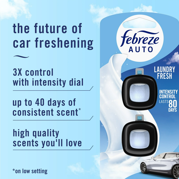 Car Air Freshener, Odor-Fighting Car Vent Clip, Laundry Fresh - 1 pack - 2 count per pack plus 3 My Outlet Mall Resealable Storage Pouches