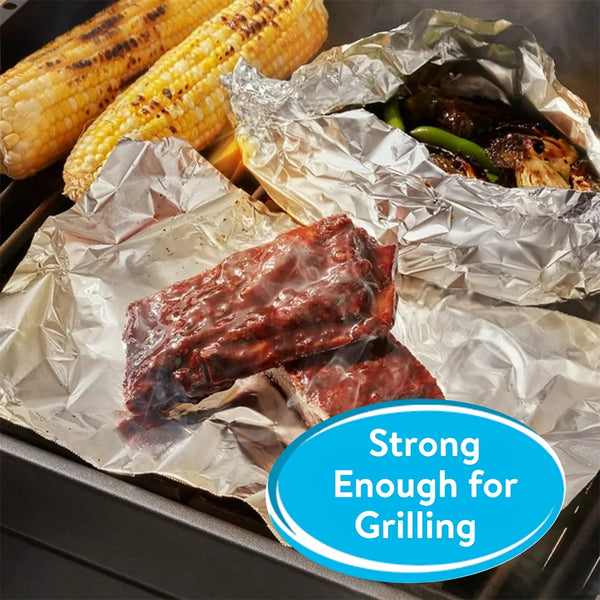 Heavy Duty Aluminum Foil, 100 Sq ft - 2 packs - plus 3 My Outlet Mall Resealable Storage Pouches