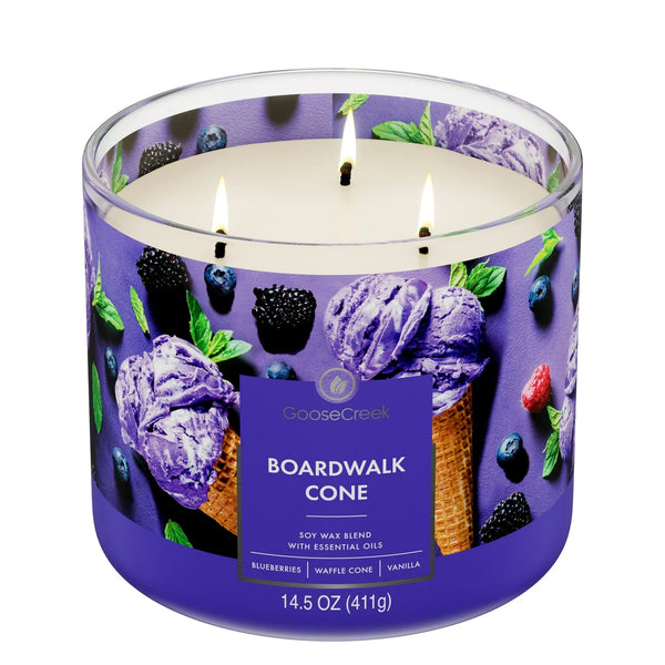 Boardwalk Cone Scented 3-Wick Jar Candle - 1 pack - 14.5 oz per pack - plus 3 My Outlet Mall Resealable Storage Pouches