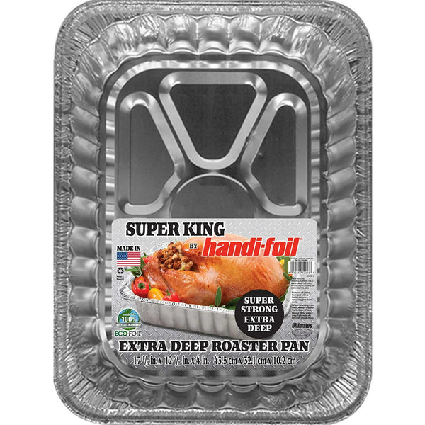 Extra Deep Aluminum Super King Roaster Pan, 17.13"x12.63"x4.25" - 1 pack - plus 3 My Outlet Mall Resealable Storage Pouches