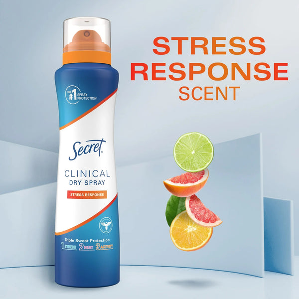 Clinical Strength Dry Spray Antiperspirant & Deodorant for Women, Stress Response Scent - 3 packs - 3.8 oz per pack - plus 3 My Outlet Mall Resealable Storage Pouches