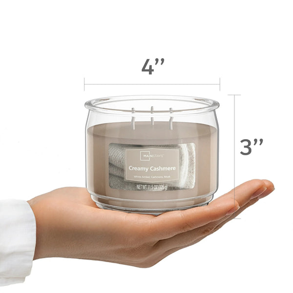 Creamy Cashmere Scented 3-Wick Glass Jar Candle - 2 packs - 11.5 oz per pack - plus 3 My Outlet Mall Resealable Storage Pouches