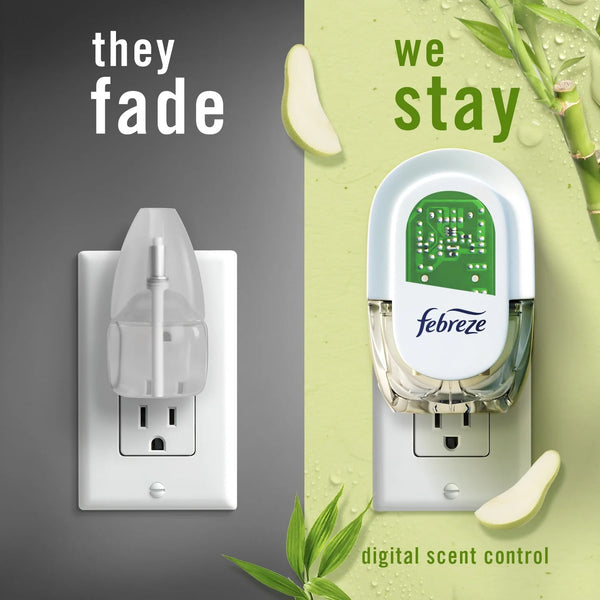 Plug In Air Freshener, Odor-Fighting Scented Oil Refill, Light Bamboo Scent, 2 Refills - 3 packs - plus 3 My Outlet Mall Resealable Storage Pouches