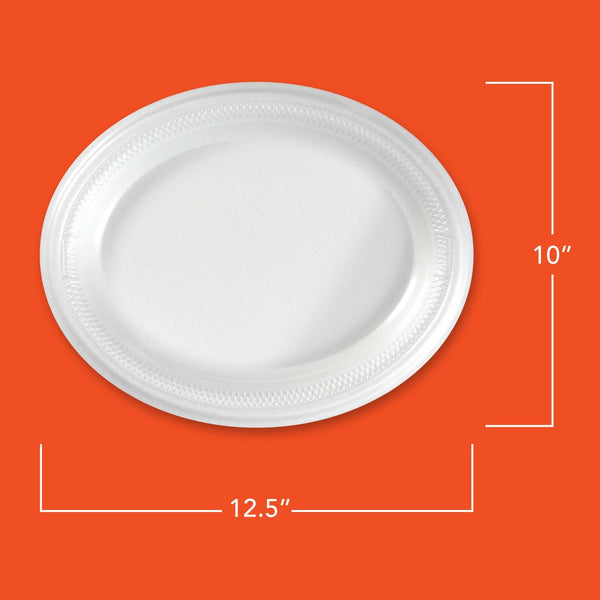 Deluxe Extra Strong & Deep Foam Platters, Oval, White, 10x12 Inch - 2 packs - 20 Count per pack - plus 3 My Outlet Mall Resealable Storage Pouches