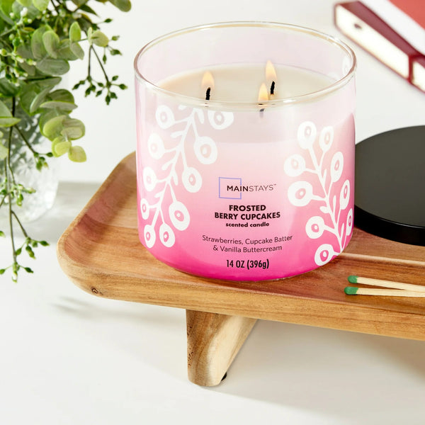3-Wick Ombre Wrap Frosted Berry Cupcakes Candle - 1 pack - 14 oz per pack - plus 3 My Outlet Mall Resealable Storage Pouches