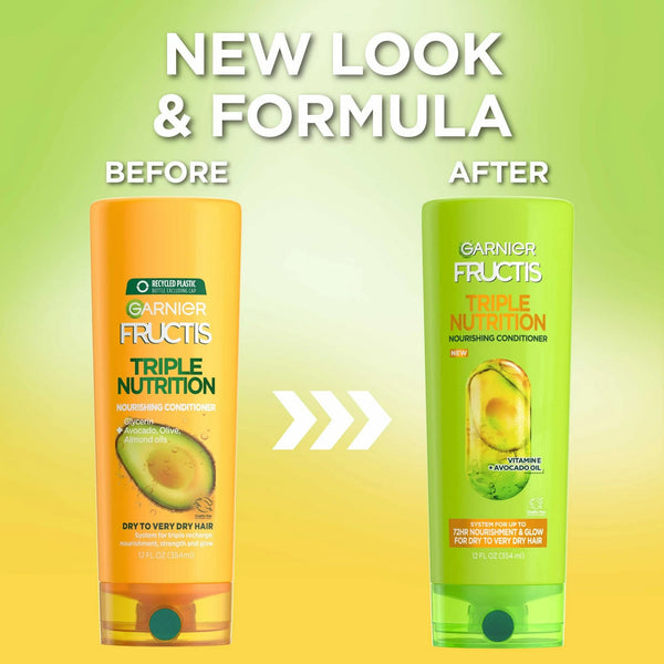 Fructis Triple Nutrition Nourishing Conditioner with Avocado Oil - 1 pack - 12fl oz per pack - plus 3 My Outlet Mall Resealable Storage Pouches