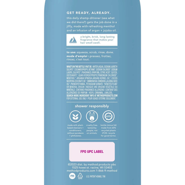 Men 2-in-1 Shampoo and Conditioner, Glacier + Granite - 1 pack - 14Fl oz per pack - plus 3 My Outlet Mall Resealable Storage Pouches