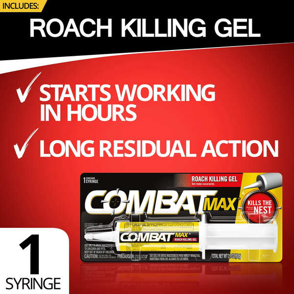 Roach Killing Gel for Indoor and Outdoor Use, 1 Syringe -  1 pack - 2.1 oz per pack plus 3 My Outlet Mall Resealable Storage Pouches