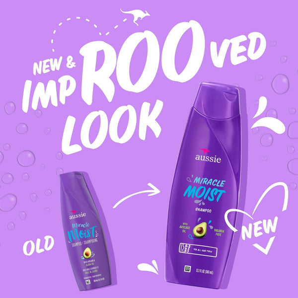 Miracle Moist Shampoo for All Hair Types with Avocado, Moisturizing, Paraben Free - 1 pack - 12.1 oz per pack - plus 3 My Outlet Mall Resealable Storage Pouches