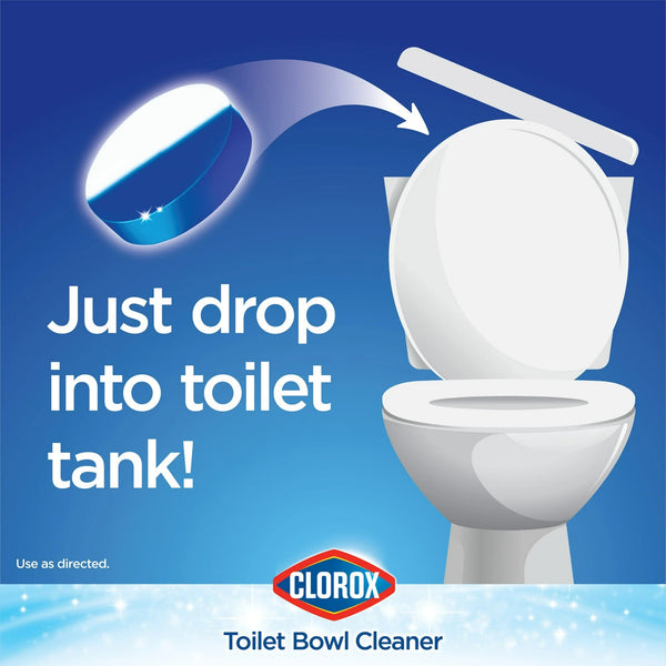 Bleach and Blue Toilet Bowl Cleaner Tablets, Rain Clean - 2 packs -  2 count per pack - plus 3 My Outlet Mall Resealable Storage Pouches