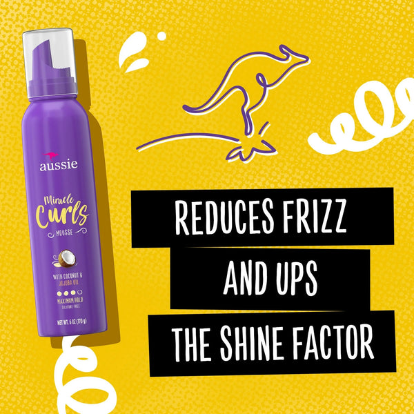 Miracle Curls Styling Mousse with Coconut & Jojoba Oil, for Curly Hair, Unisex - 1 pack - 6Fl oz per pack - plus 3 My Outlet Mall Resealable Storage Pouches