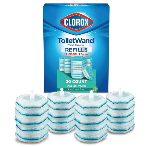 ToiletWand Disinfecting Refills, Disposable Wand Heads, Rainforest Rush - 2 packs - 20 count per pack - plus 3 My Outlet Mall Resealable Storage Pouches