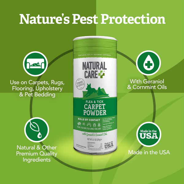 Flea and Tick Carpet Powder Canister - 1 pack - 8.1 oz per pack - plus 3 My Outlet Mall Resealable Storage Pouches