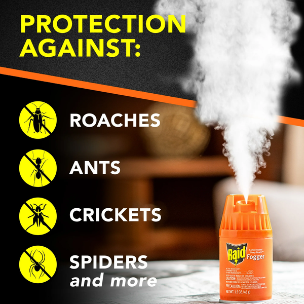 Concentrated Deep Reach Pest Insect Killer & Roach Fogger -  2 packs -4 cans per pack plus 3 My Outlet Mall Resealable Storage Pouches