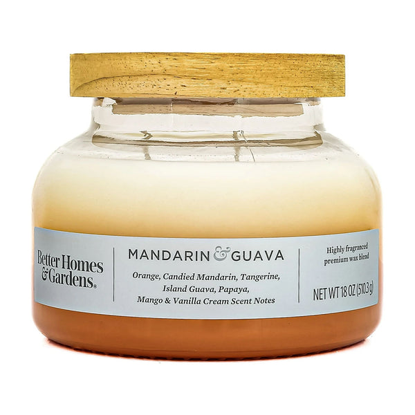 Mandarin Guava Scented 2-Wick Ombre Bell Jar Candle - 1 pack - 18 oz per pack - plus 3 My Outlet Mall Resealable Storage Pouches