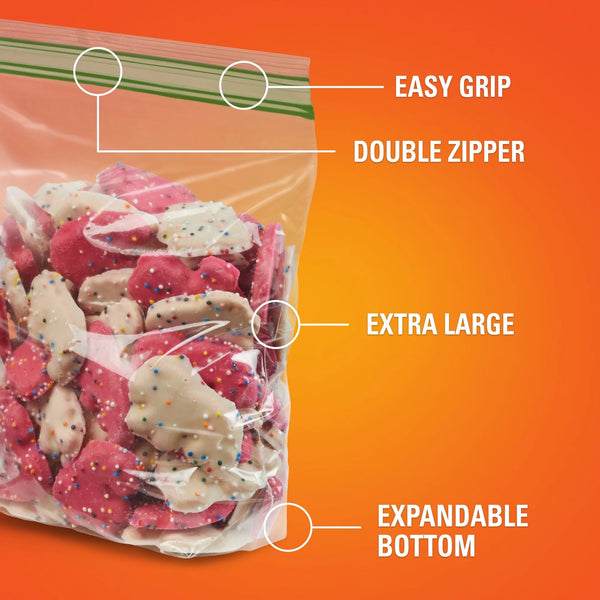 Press to Close Plastic Bags for Food Storage, XL Sandwich Size  - 2 packs -  50 Count per pack - plus 3 My Outlet Mall Resealable Storage Pouches