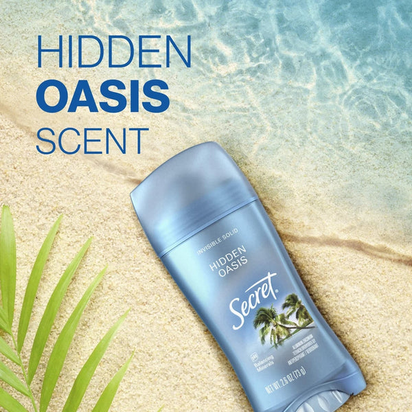 Fresh Invisible Solid Antiperspirant Deodorant for Women, Hidden Oasis - 3 packs - 2.6 oz per pack - plus 3 My Outlet Mall Resealable Storage Pouches