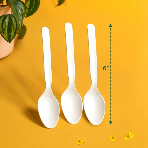 Plant-Based Compostable Spoons - 1 pack - 24 Count per pack - plus 3 My Outlet Mall Resealable Storage Pouches