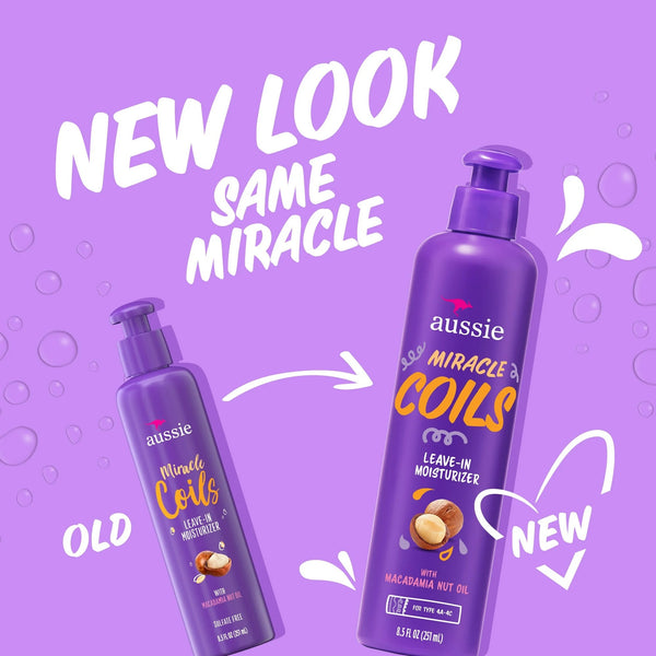 Miracle Coils Leave-in Moisturizer with Macadamia Nut Oil, Sulfate Free, Coily Hair - 2 packs - 8.5Fl oz per pack - plus 3 My Outlet Mall Resealable Storage Pouches