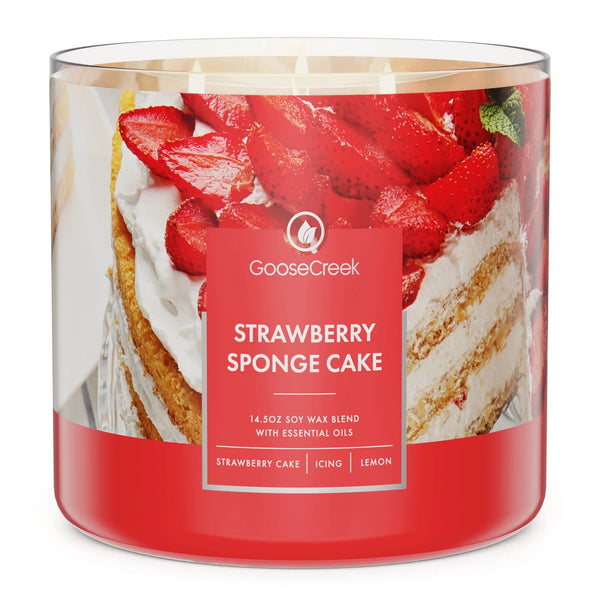 Strawberry Sponge Cake Scented 3-Wick Jar Candle - 1 pack - 14.5 oz per pack - plus 3 My Outlet Mall Resealable Storage Pouches