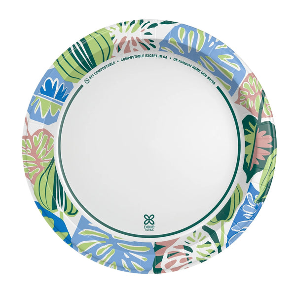 Ultra Summer Design Disposable Paper Plates, 10", Multi-Color - 1 pack - 20 Count per pack - plus 3 My Outlet Mall Resealable Storage Pouches